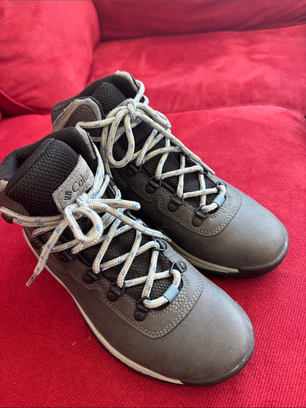 Columbia Gray Hiking Boot with Light Blue Laces - Picture 6 of 7